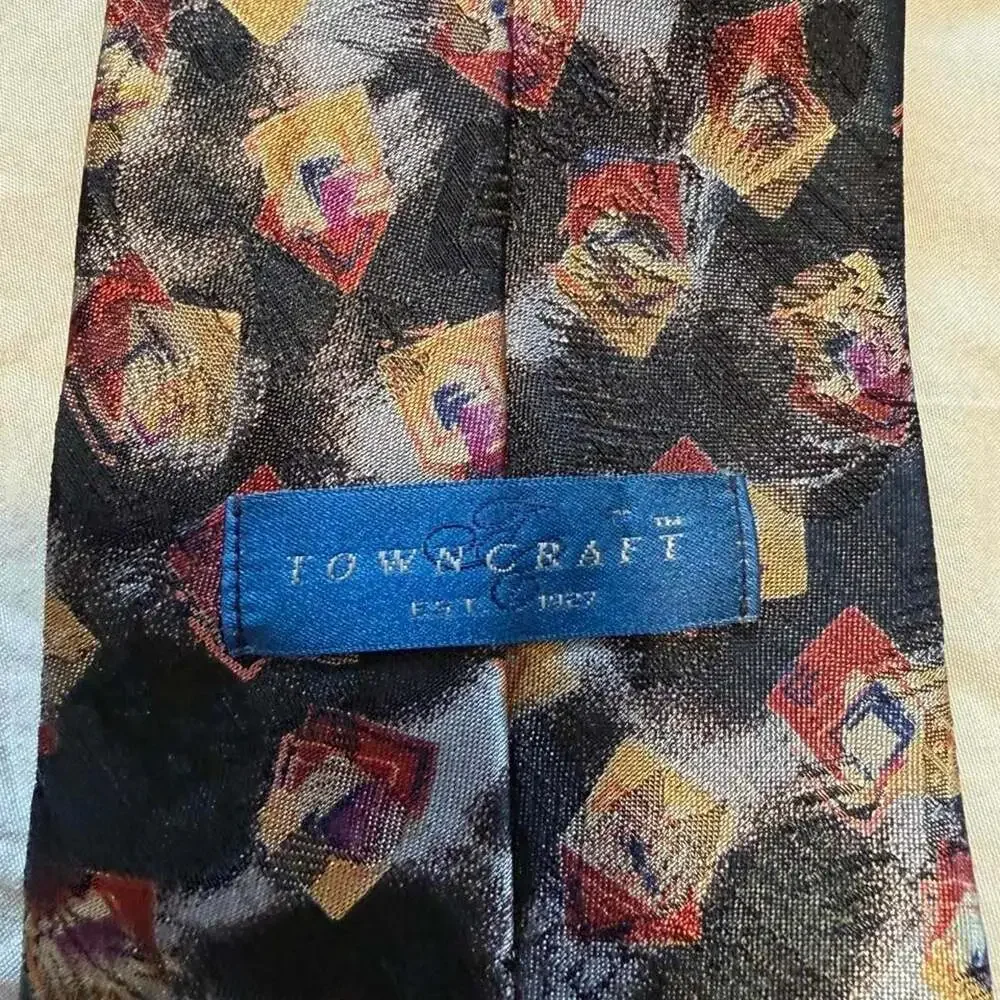 Towncraft Abstract Cartoon Print Silk Necktie
